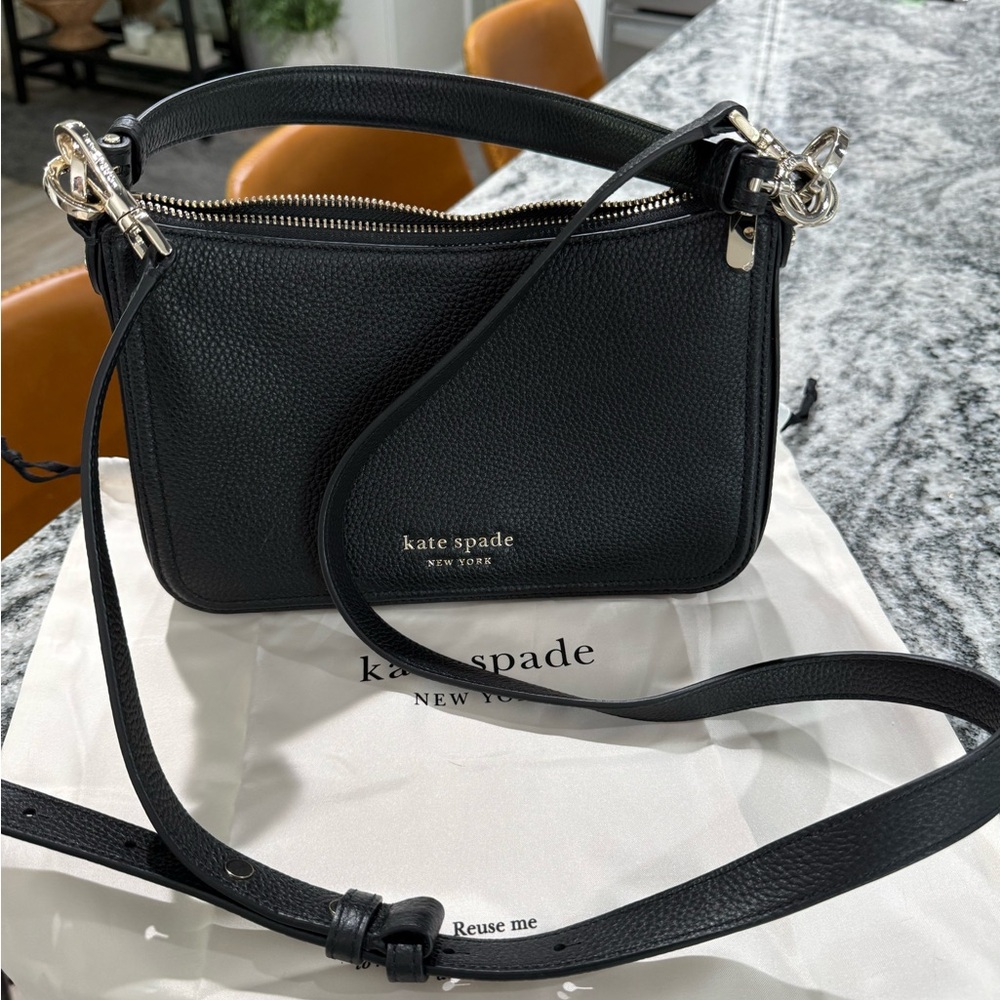 Kate Spade Black Crossbody Bag with Silver Hardware